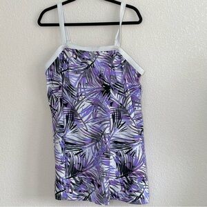 Swim365 Swim Dress Size 22W‎ One Piece Padded Bra Swimsuit Purple Textured Palm